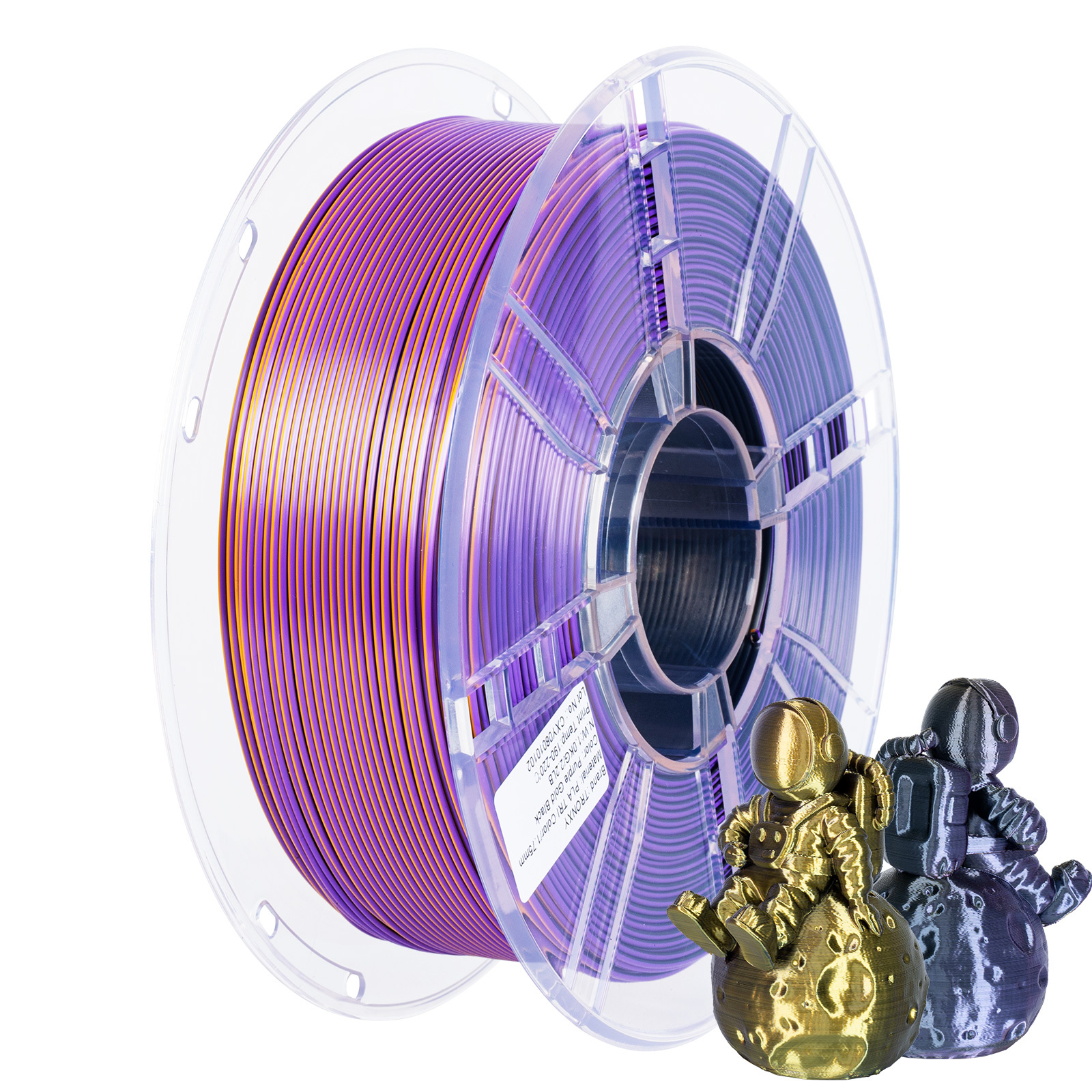 TRONXY 1.75mm 3D Printer Filament Silk Purple-Gold-Black  3 Color Extrusion 1KG Spool (+/-0.03mm)，1kg/2.2lbs