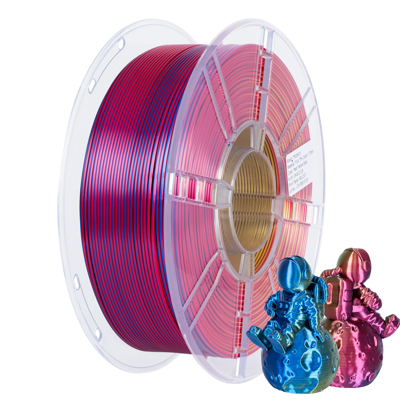 TRONXY 1.75mm 3D Printer Filament Silk Red-Yellow-Blue 3 Color Extrusion 1KG Spool (+/-0.03mm)，1kg/2.2lbs