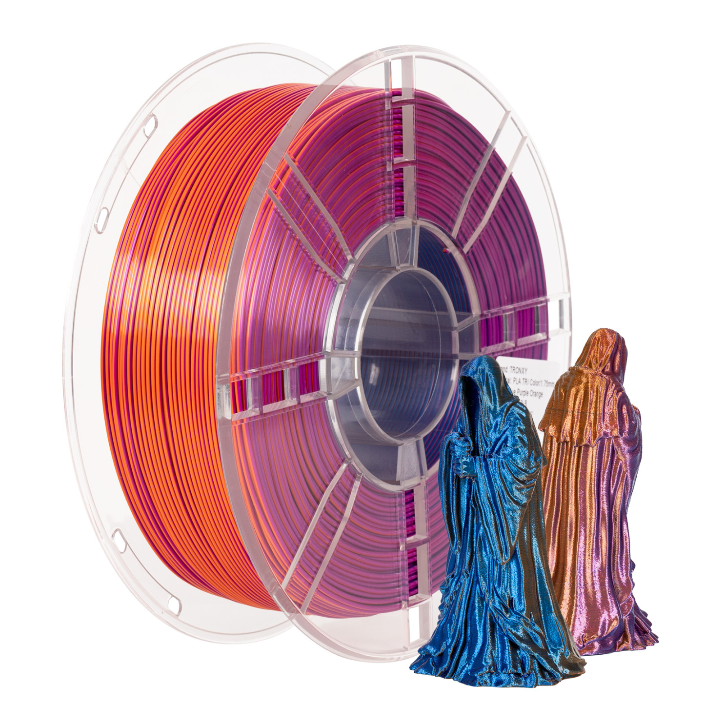 TRONXY 1.75mm 3D Printer Filament Silk Blue-Purple-Orange 3 Color Extrusion 1KG Spool (+/-0.03mm)，1kg/2.2lbs