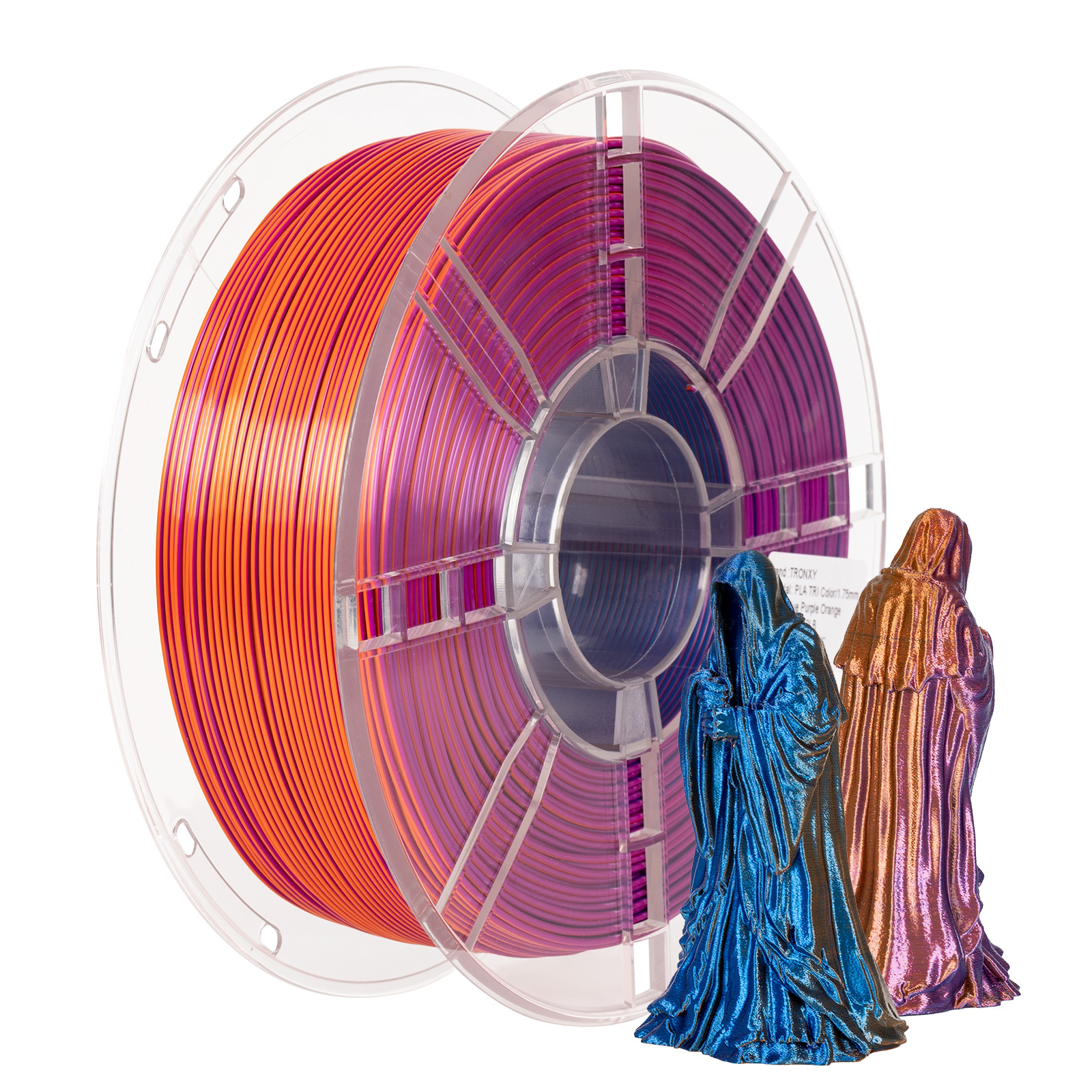 TRONXY 1.75mm 3D Printer Filament Silk Blue-Purple-Orange 3 Color Extrusion 1KG Spool (+/-0.03mm)，1kg/2.2lbs