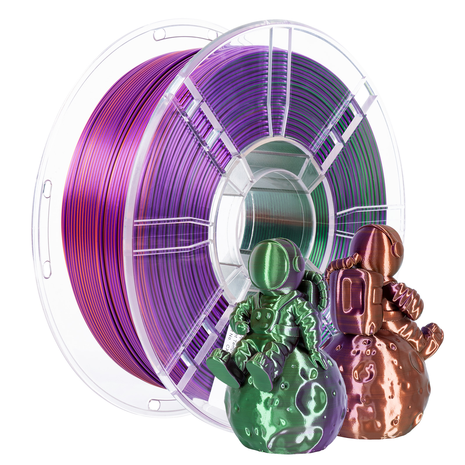TRONXY Tri-Color Coextrusion 3D Printer Filament Shiny Silk Green-Purple-Copper Multicolor PLA Filament 1.75mm +/-0.03mm, 1kg/2.2lbs
