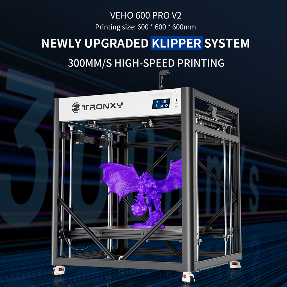 Tronxy VEHO 600 Pro V2 3D Printer Klipper CoreXY High Speed Printing 300mm/s  216L