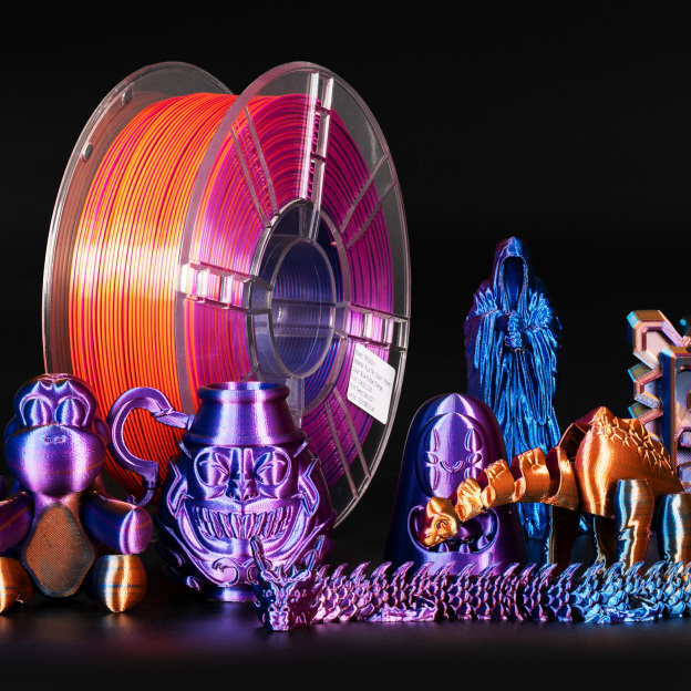 TRONXY 1.75mm 3D Printer Filament Silk Blue-Purple-Orange 3 Color Extrusion 1KG Spool (+/-0.03mm)，1kg/2.2lbs
