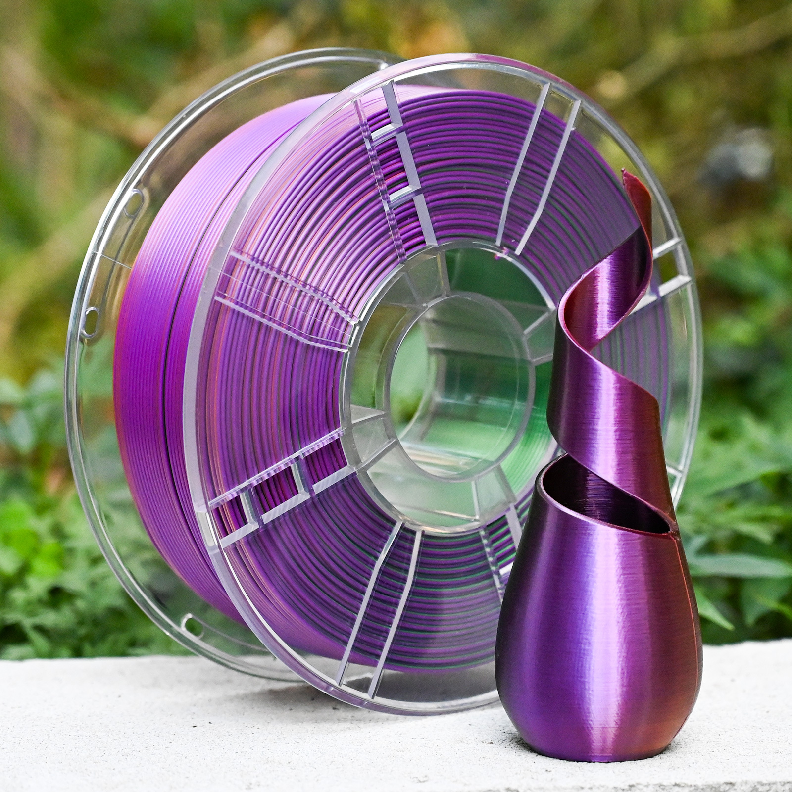 TRONXY Tri-Color Coextrusion 3D Printer Filament Shiny Silk Green-Purple-Copper Multicolor PLA Filament 1.75mm +/-0.03mm, 1kg/2.2lbs