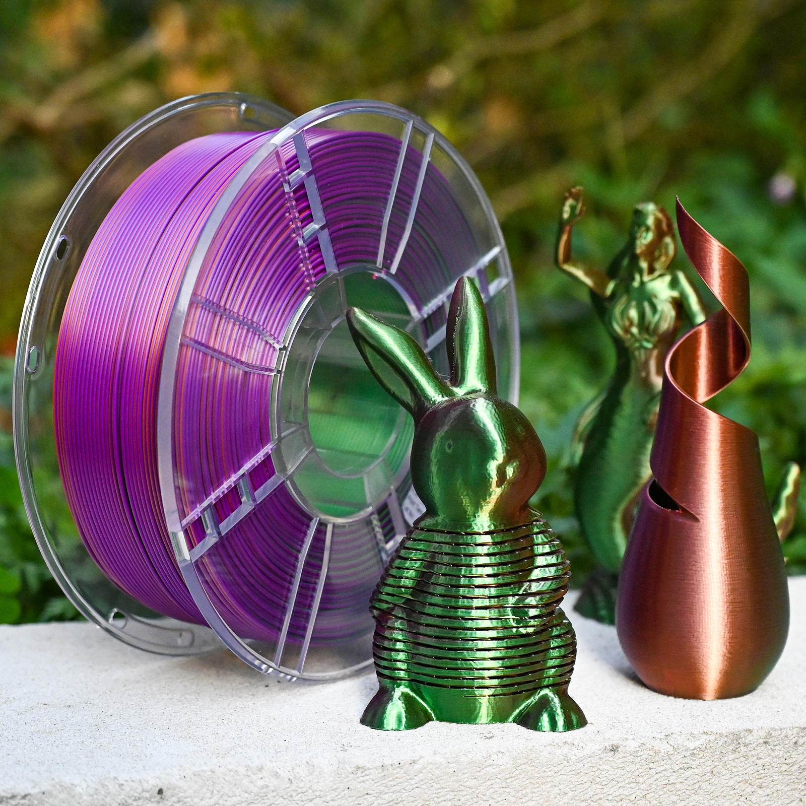TRONXY Tri-Color Coextrusion 3D Printer Filament Shiny Silk Green-Purple-Copper Multicolor PLA Filament 1.75mm +/-0.03mm, 1kg/2.2lbs