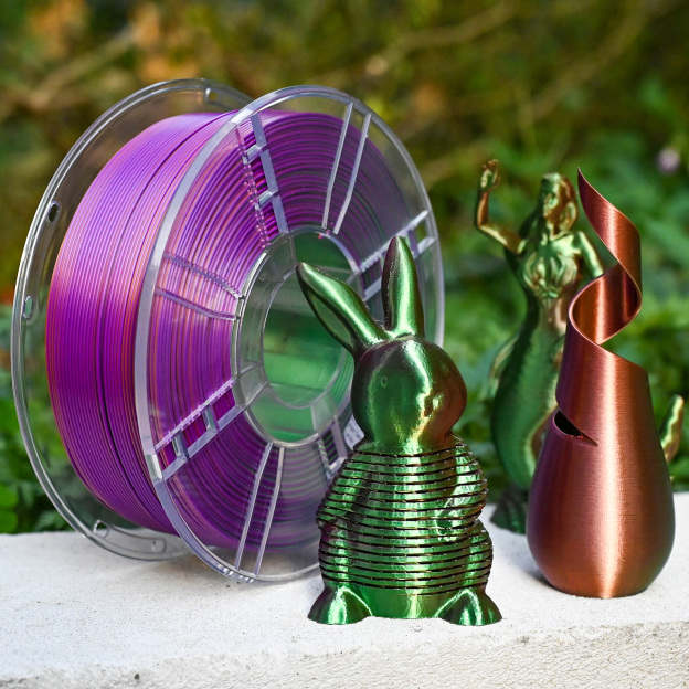 TRONXY Tri-Color Coextrusion 3D Printer Filament Shiny Silk Green-Purple-Copper Multicolor PLA Filament 1.75mm +/-0.03mm, 1kg/2.2lbs