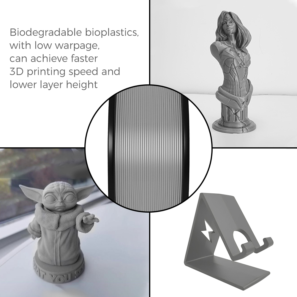 Tronxy 3D Printer Grey PLA 3D Printing Filament 1.75 mm, 2.2 LBS (1KG)