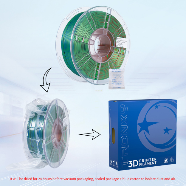 TRONXY 1.75mm 3D Printer Filament Silk Orange-Green-Blue 3 Color Extrusion 1KG Spool (+/-0.03mm)，1kg/2.2lbs
