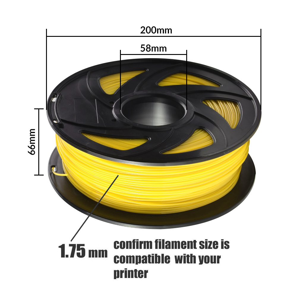 Tronxy 3D Printer Yellow PLA 3D Printing Filament 1.75 mm, 2.2 LBS (1KG)