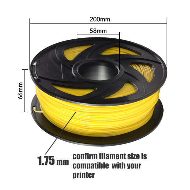 Tronxy 3D Printer Yellow PLA 3D Printing Filament 1.75 mm, 2.2 LBS (1KG)