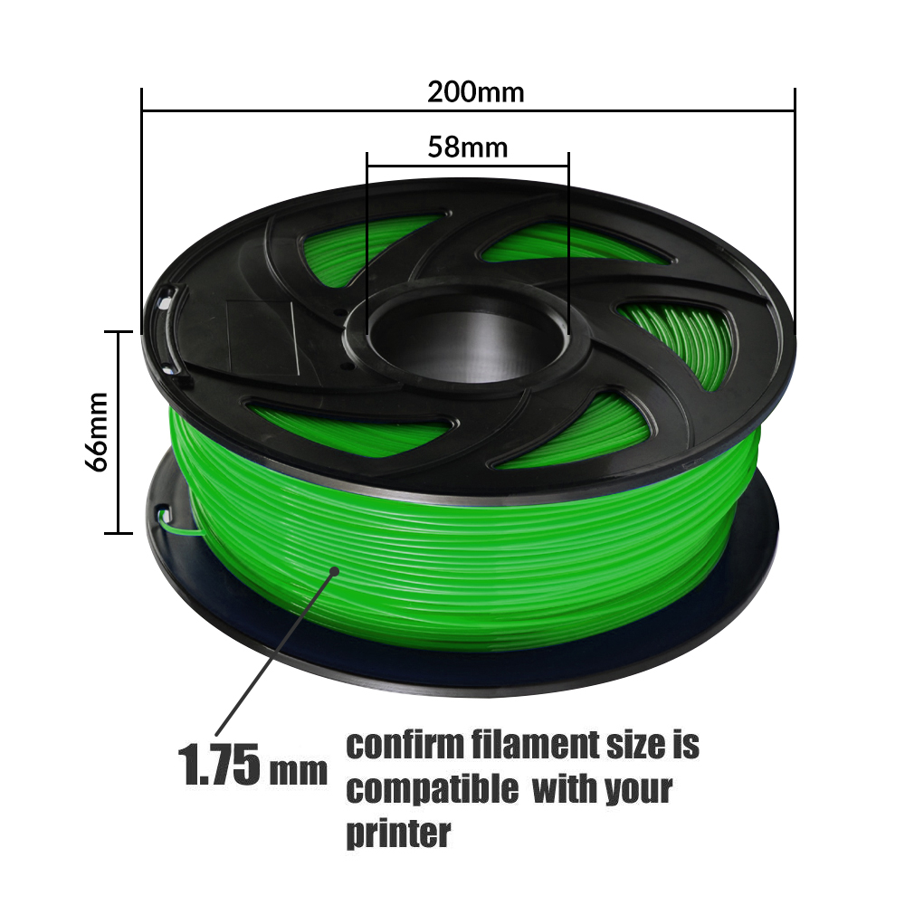 Tronxy 3D Printer Green PLA 3D Printing Filament 1.75 mm, 2.2 LBS (1KG)
