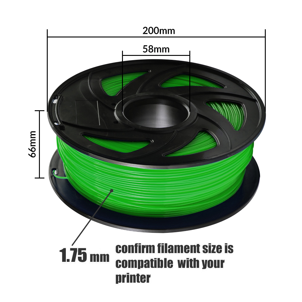 Tronxy 3D Printer Green PLA 3D Printing Filament 1.75 mm, 2.2 LBS (1KG)