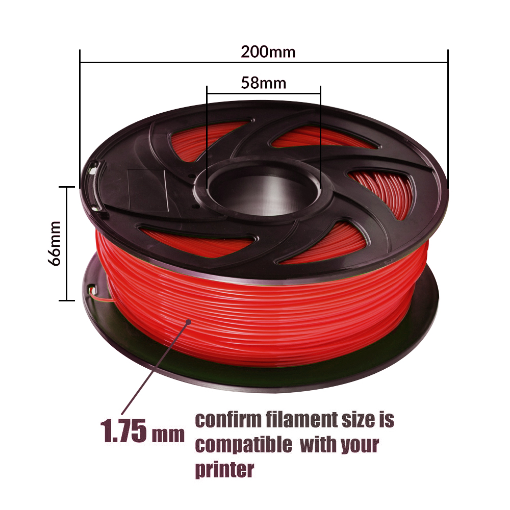 Tronxy 3D Printer Red PLA 3D Printing Filament 1.75 mm, 2.2 LBS (1KG)