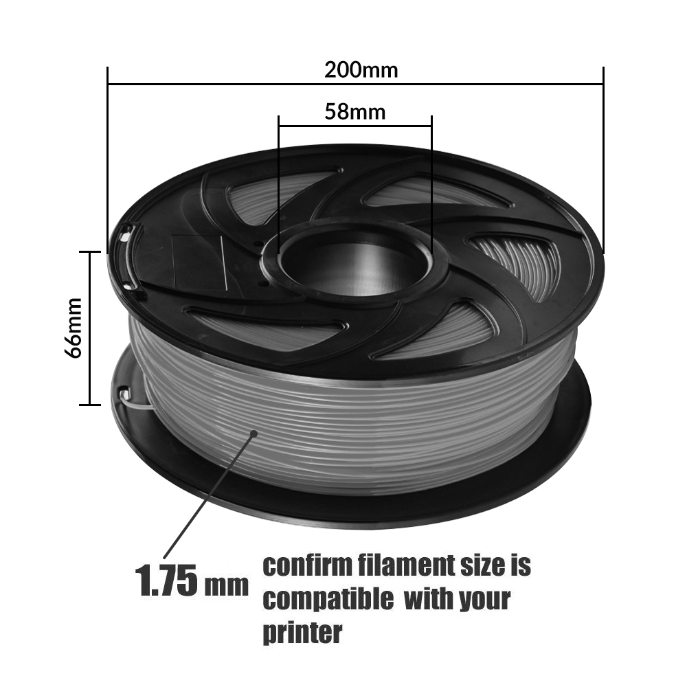 Tronxy 3D Printer Grey PLA 3D Printing Filament 1.75 mm, 2.2 LBS (1KG)