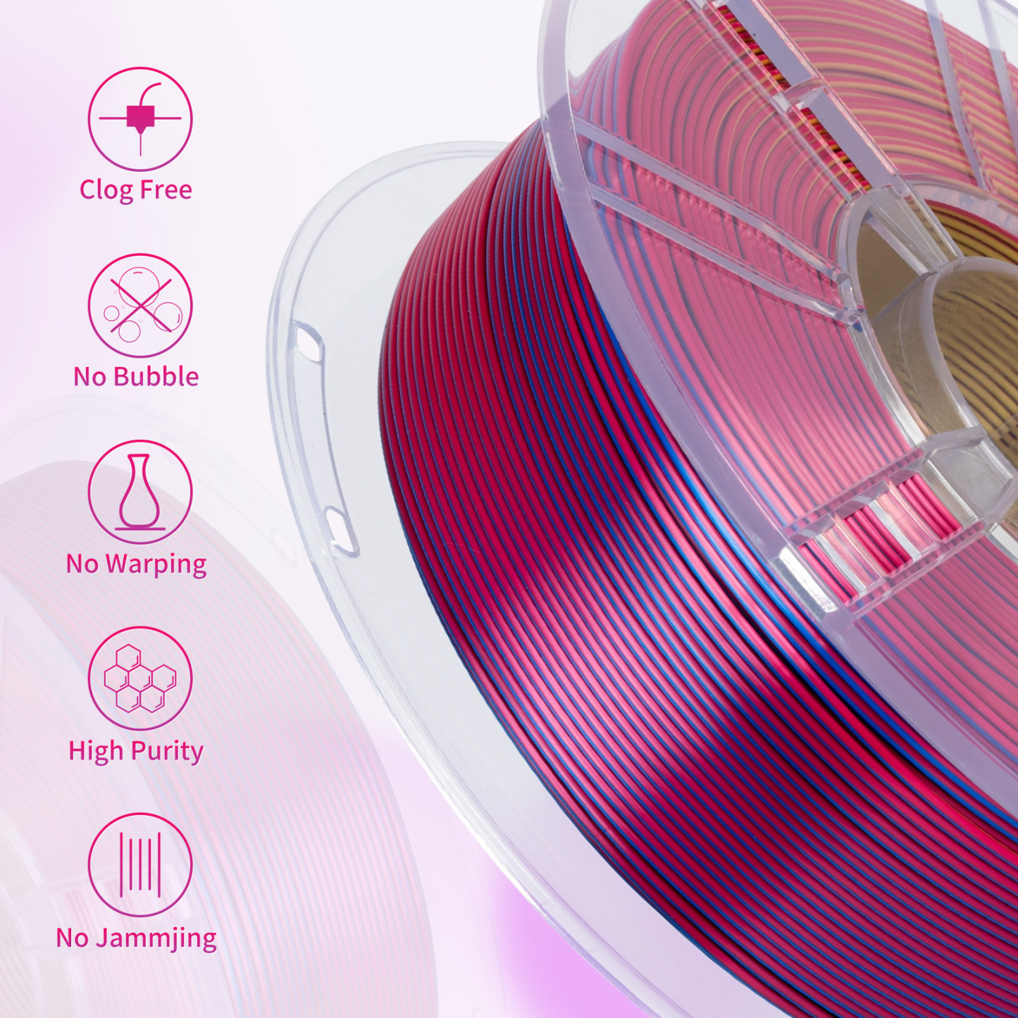 TRONXY 1.75mm 3D Printer Filament Silk Red-Yellow-Blue 3 Color Extrusion 1KG Spool (+/-0.03mm)，1kg/2.2lbs