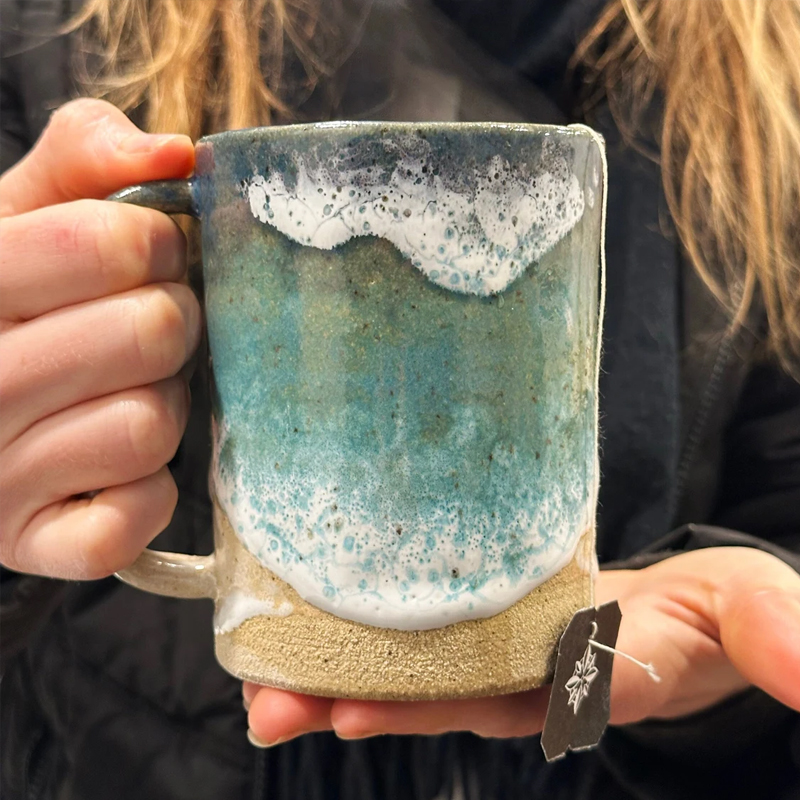 Ocean Shoreline Mug - Handmade Ceramic Coffee & Tea Cup
