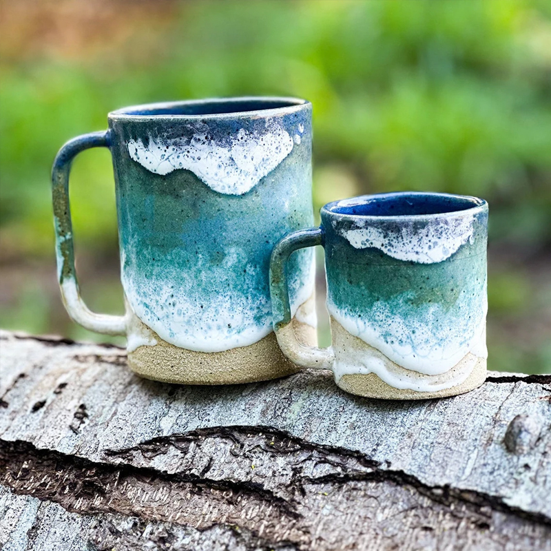 Ocean Shoreline Mug - Handmade Ceramic Coffee & Tea Cup