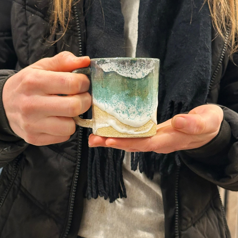 Ocean Shoreline Mug - Handmade Ceramic Coffee & Tea Cup