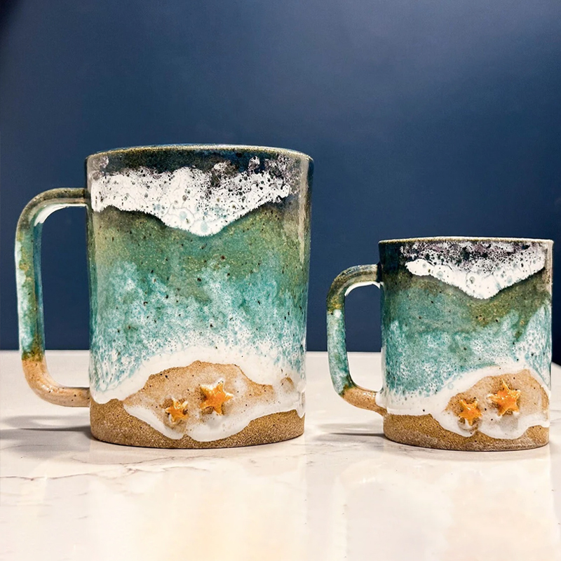 Ocean Shoreline Mug - Handmade Ceramic Coffee & Tea Cup