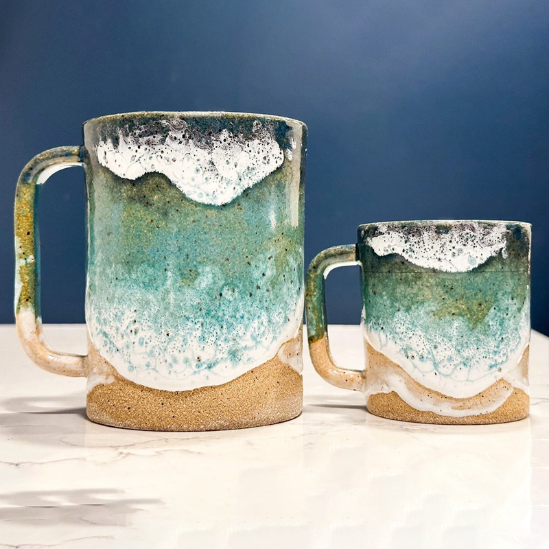 Ocean Shoreline Mug - Handmade Ceramic Coffee & Tea Cup