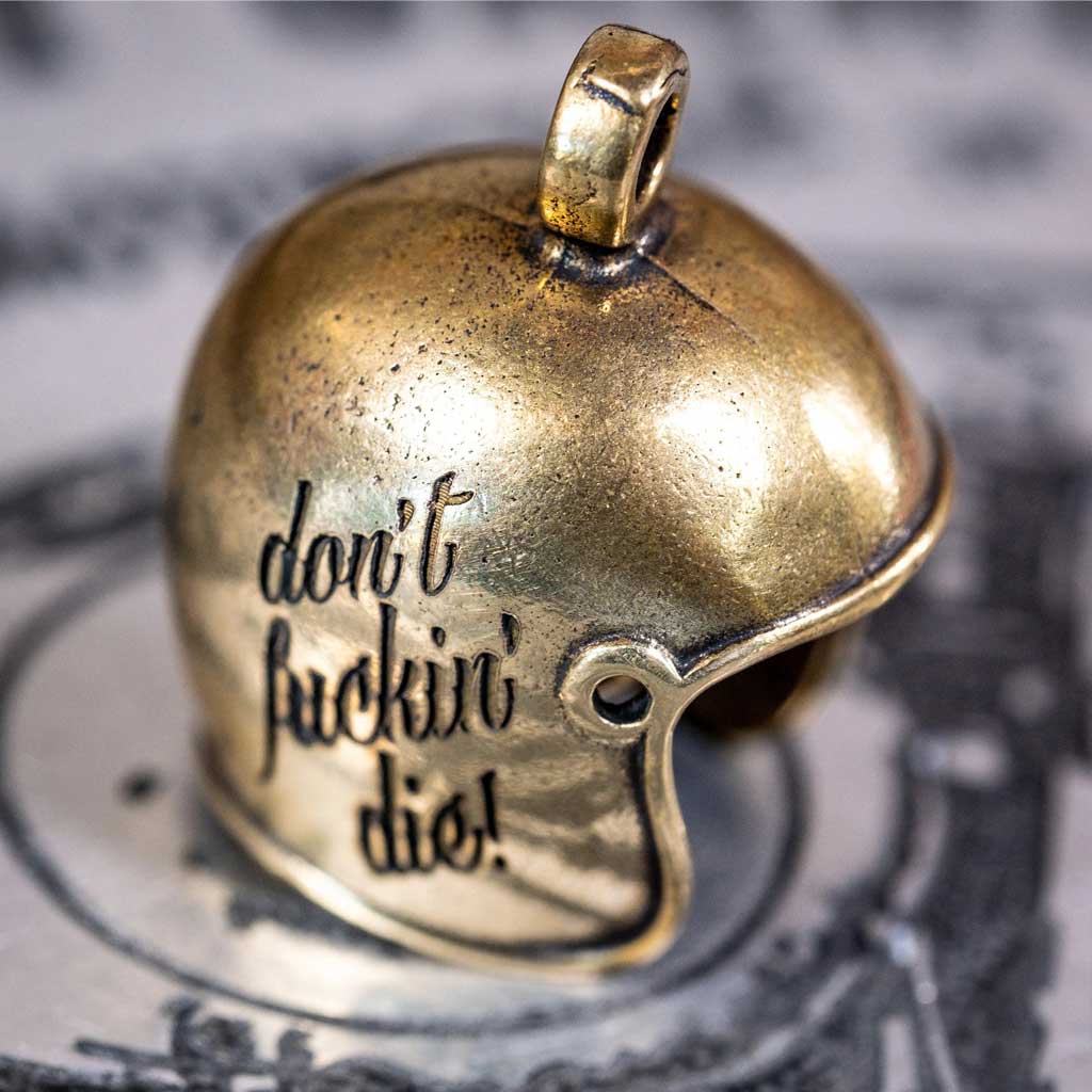 Don't Fuckin Die Brass Skull Motorcycle Guardian Gremlin Bell Chopper Harley and others - The Dirty Gringo