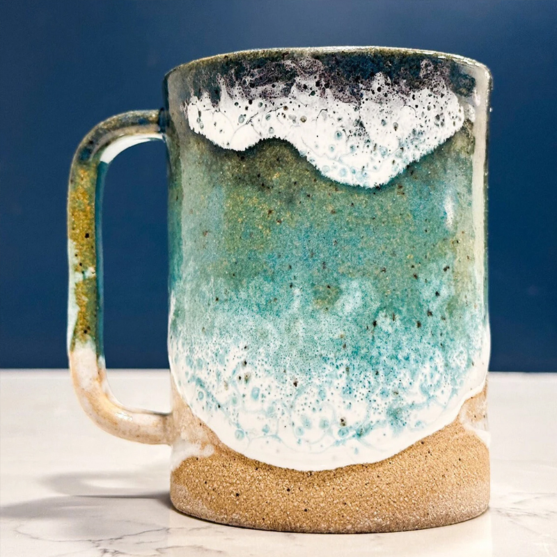 Ocean Shoreline Mug - Handmade Ceramic Coffee & Tea Cup