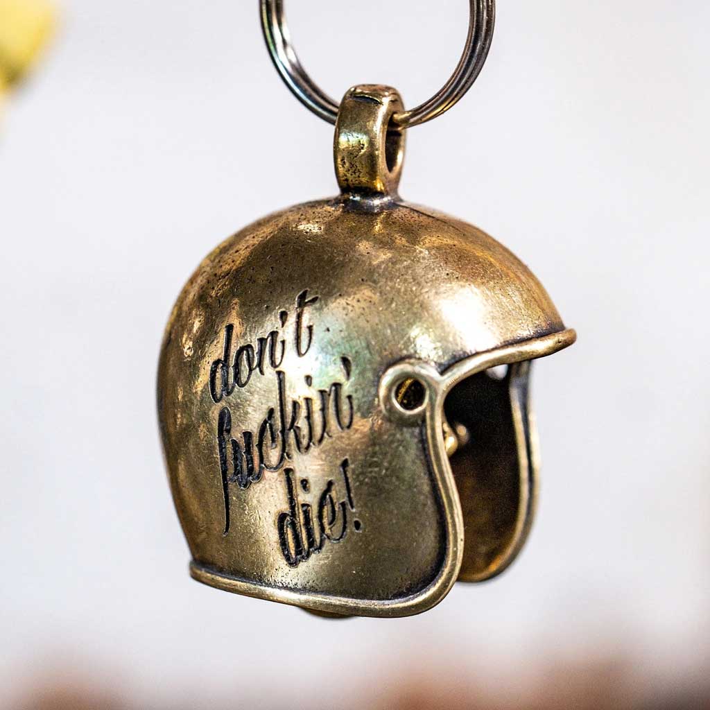 Don't Fuckin Die Brass Skull Motorcycle Guardian Gremlin Bell Chopper Harley and others - The Dirty Gringo