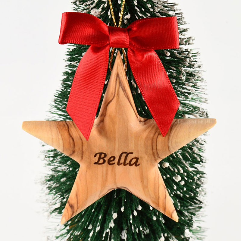 Personalized Olive Wood Star Ornament