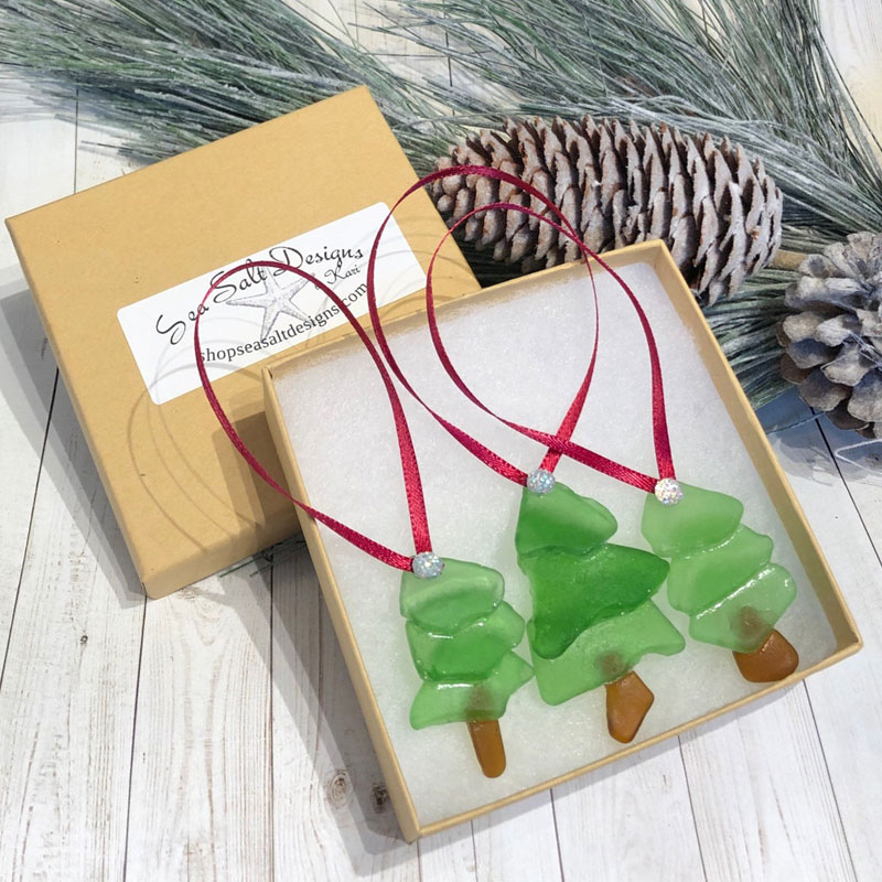 Sea Glass Christmas Tree Ornaments