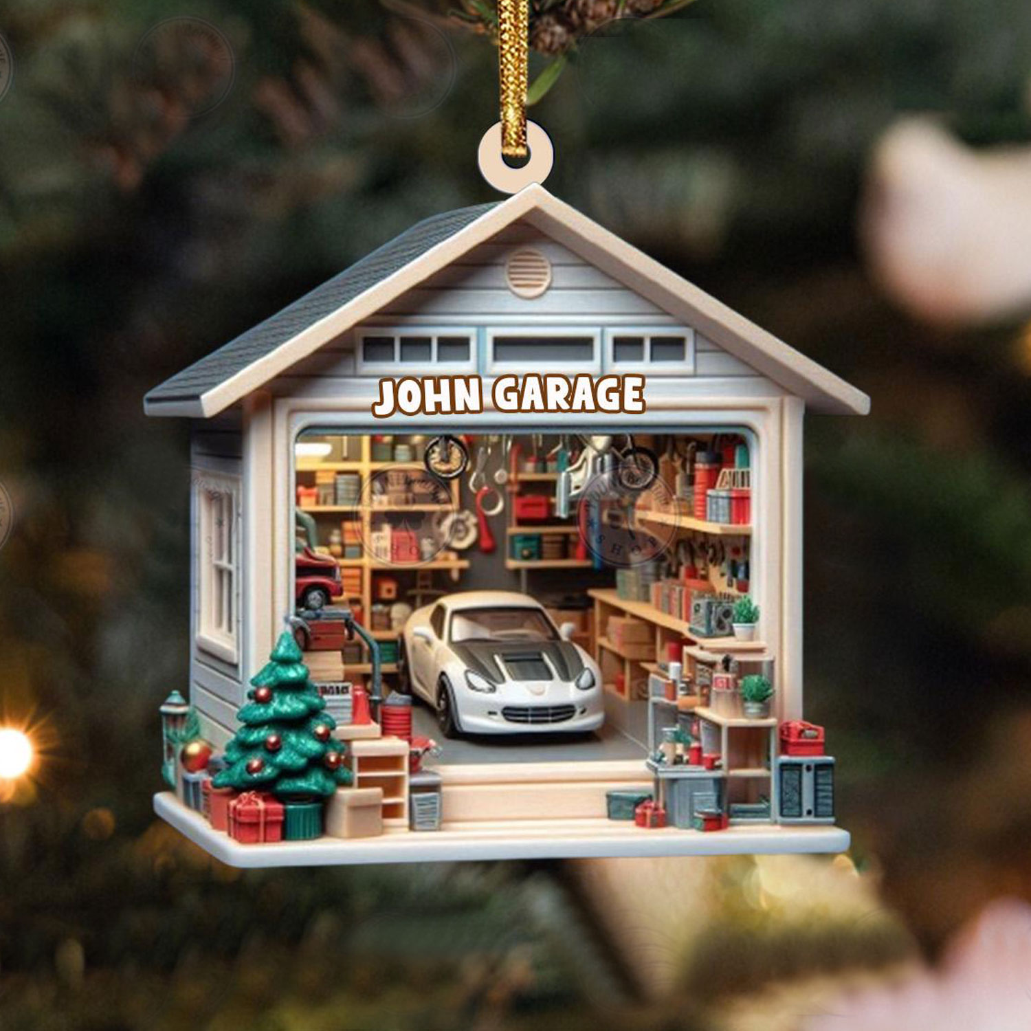 Personalized Garage Christmas Ornament