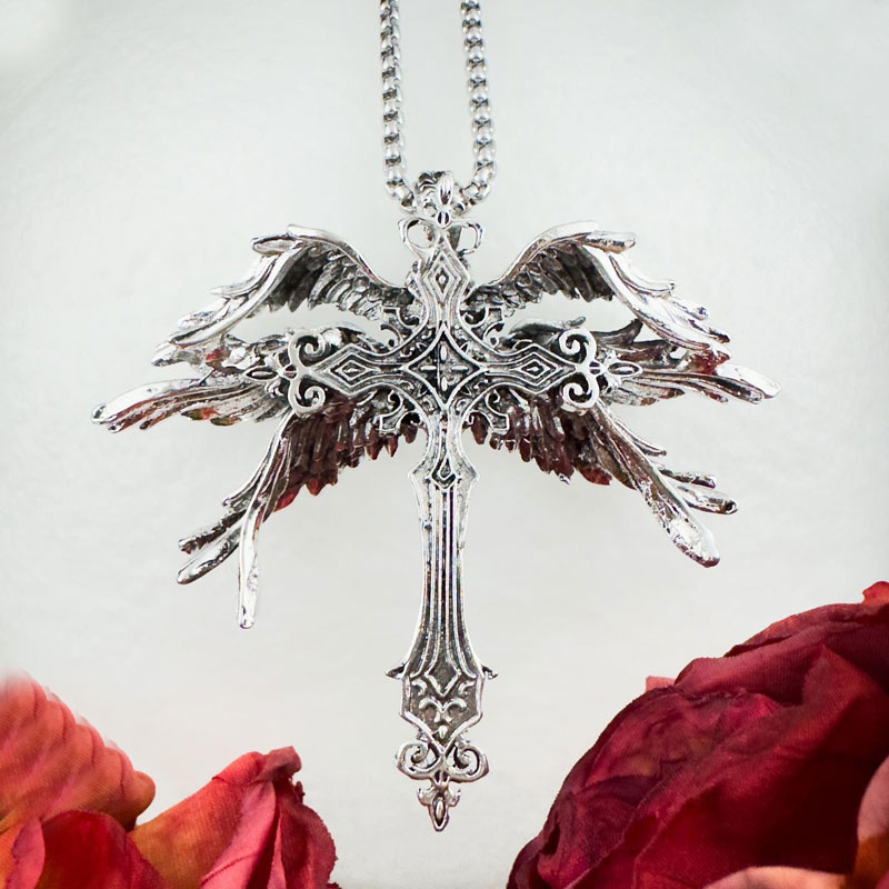Vivid Angel Wing Cross Necklace