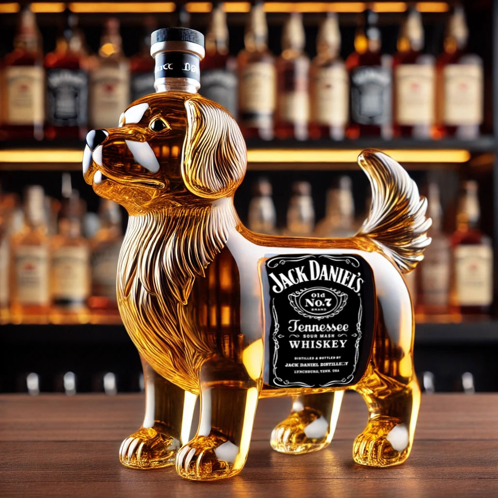 Golden Retriever whiskey bottle