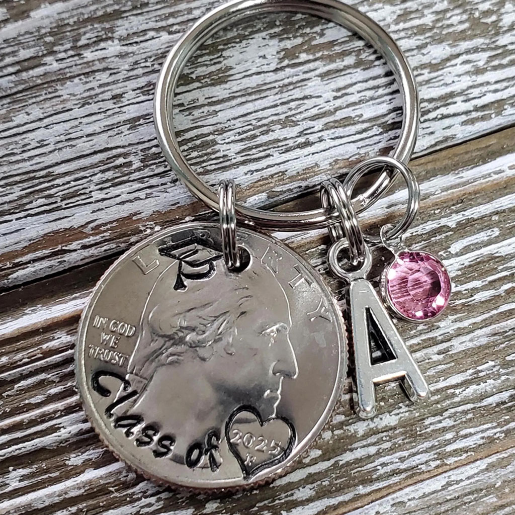 Personalized Class of 2025 Quarter Keychain