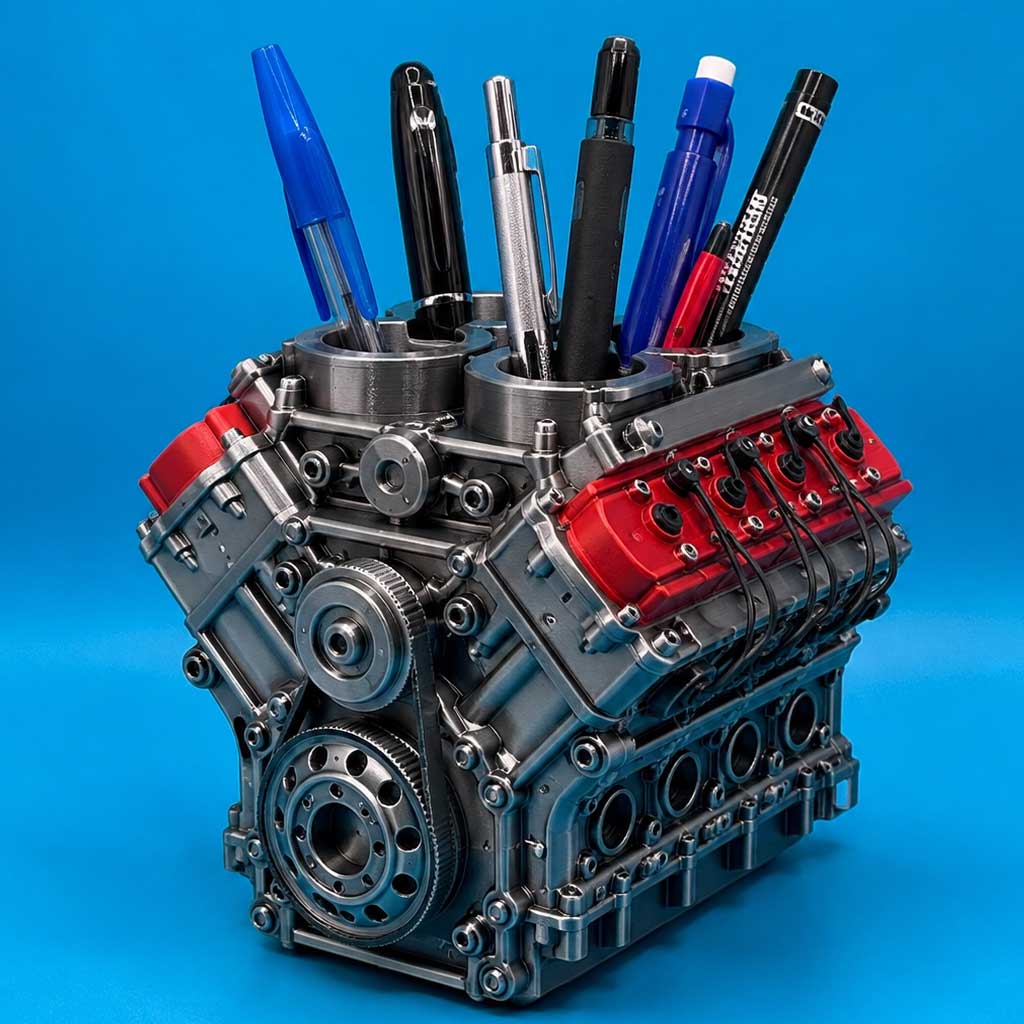 V8 Engine Pen Holder
