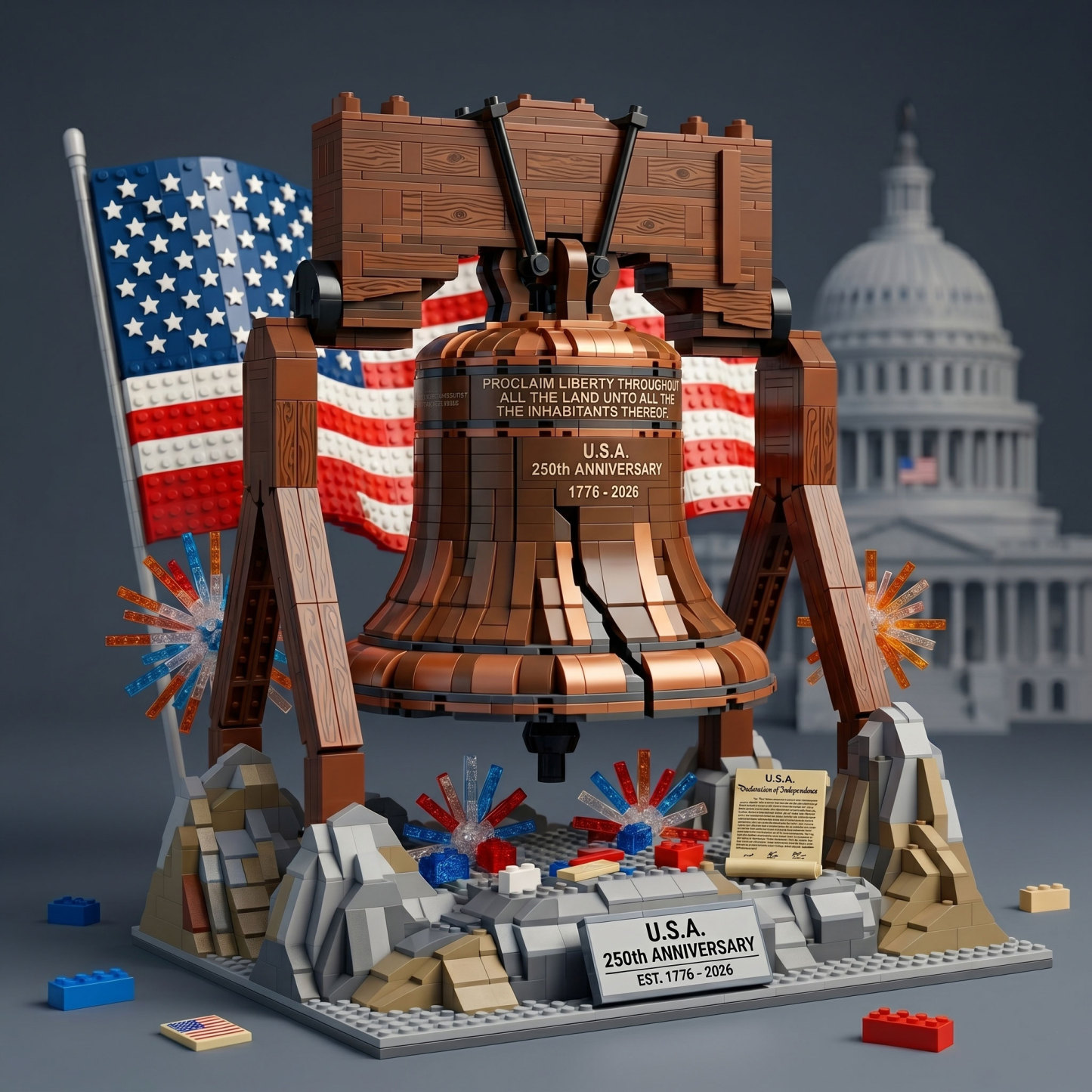 U.S.A. 250th Anniversary Liberty Bell Building Blocks Set