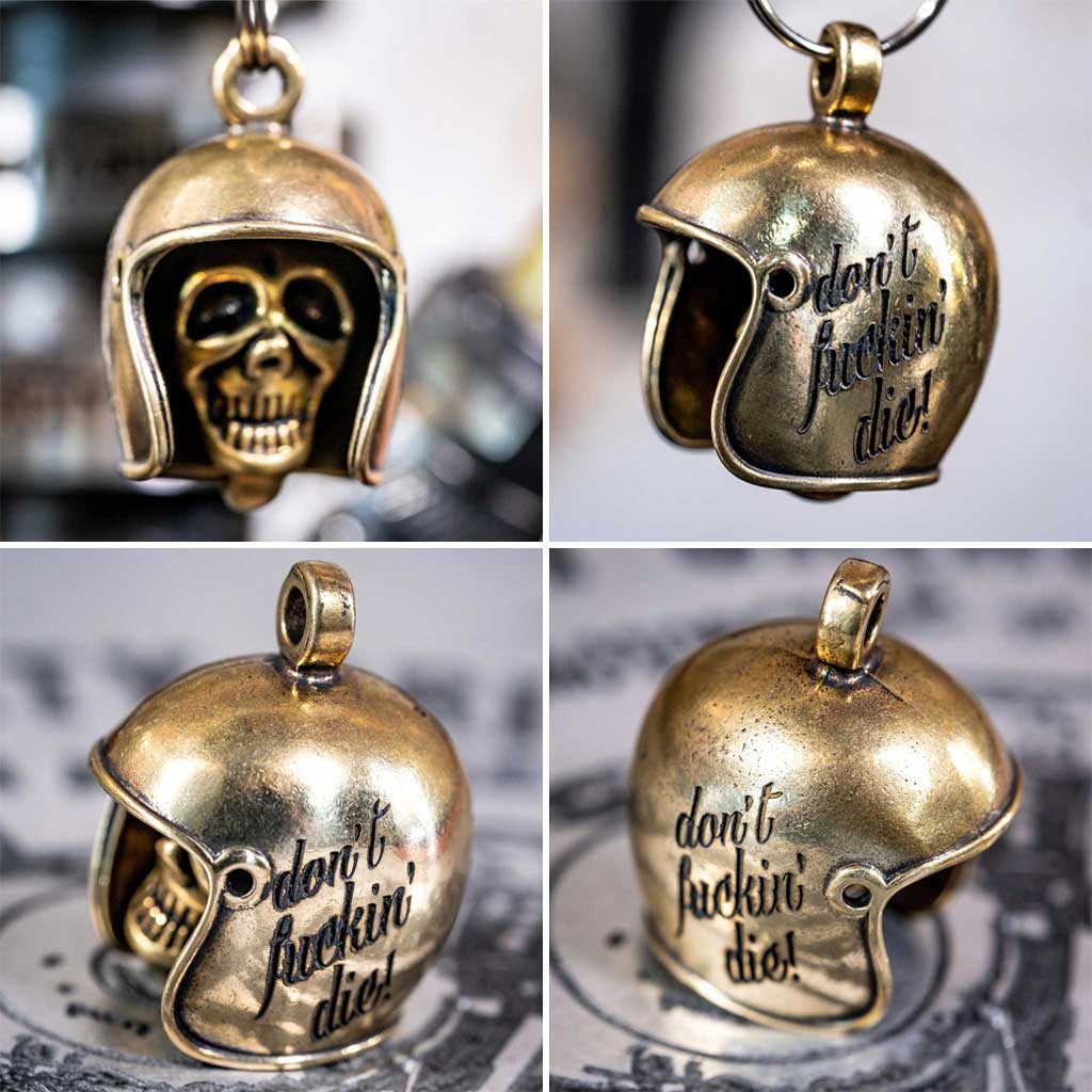 Don't Fuckin Die Brass Skull Motorcycle Guardian Gremlin Bell Chopper Harley and others - The Dirty Gringo