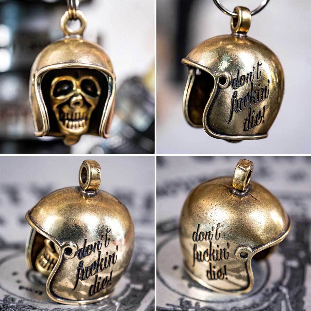 Don't Fuckin Die Brass Skull Motorcycle Guardian Gremlin Bell Chopper Harley and others - The Dirty Gringo