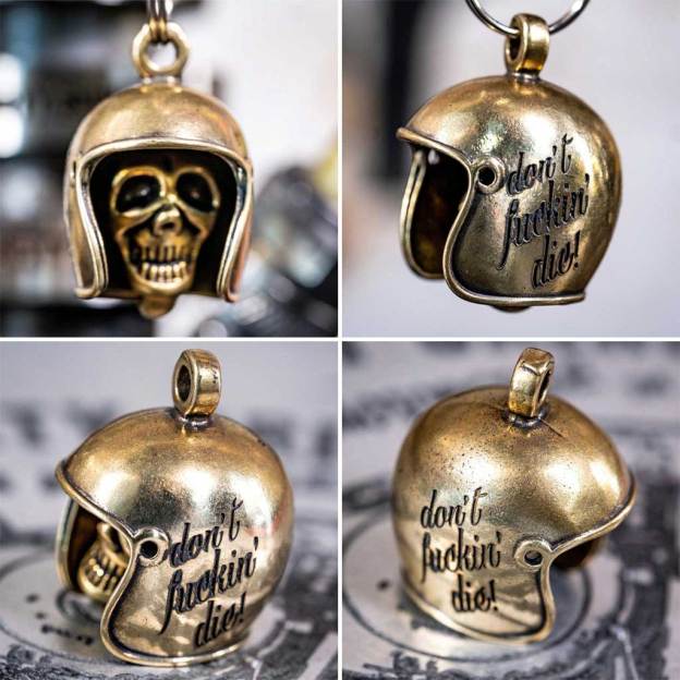 Don't Fuckin Die Brass Skull Motorcycle Guardian Gremlin Bell Chopper Harley and others - The Dirty Gringo