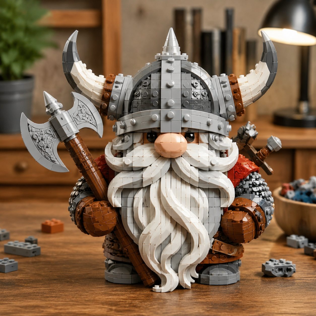 Viking Gnome Warrior Building Blocks Set