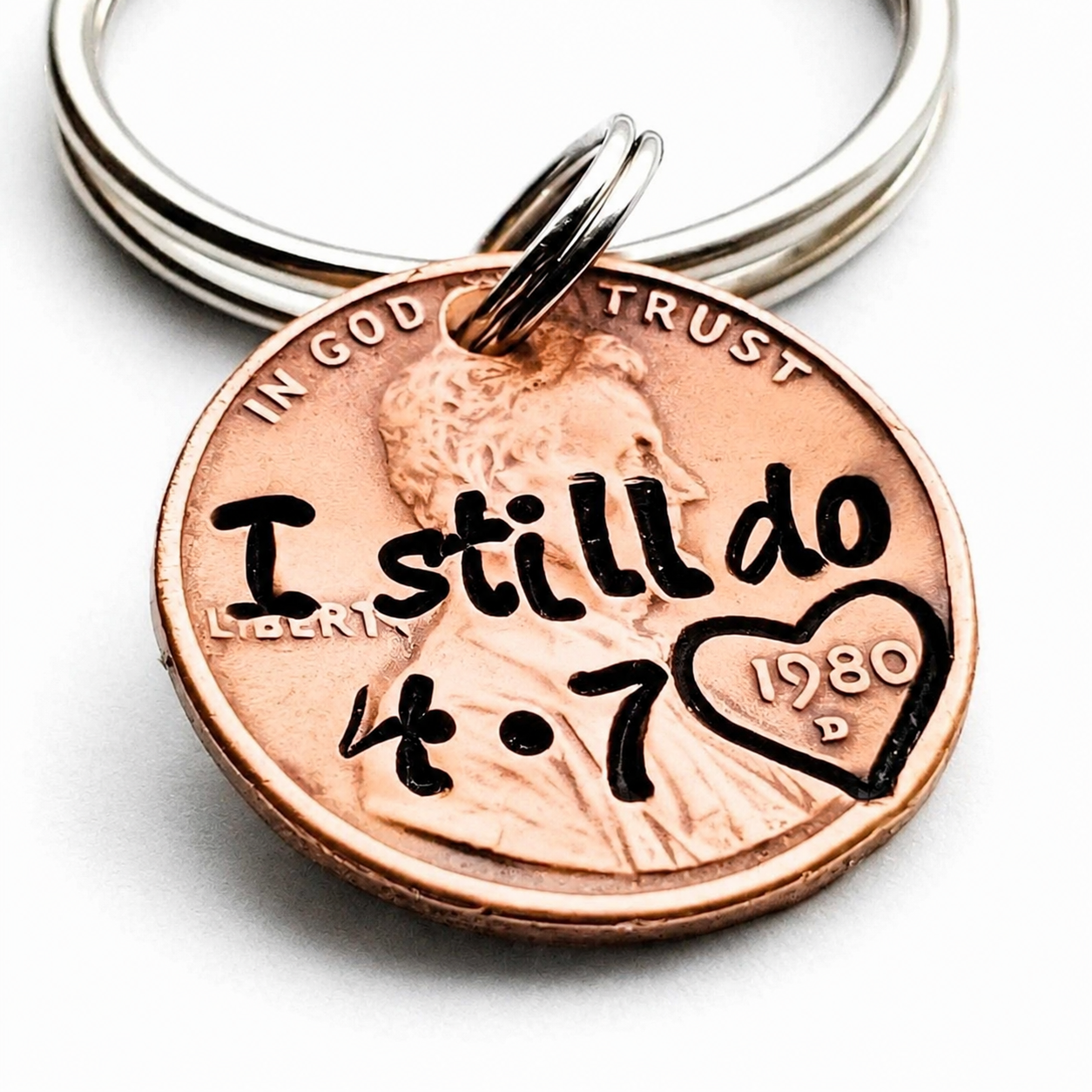 Personalized with "I still do" & Your Anniversary Date Penny Keychain