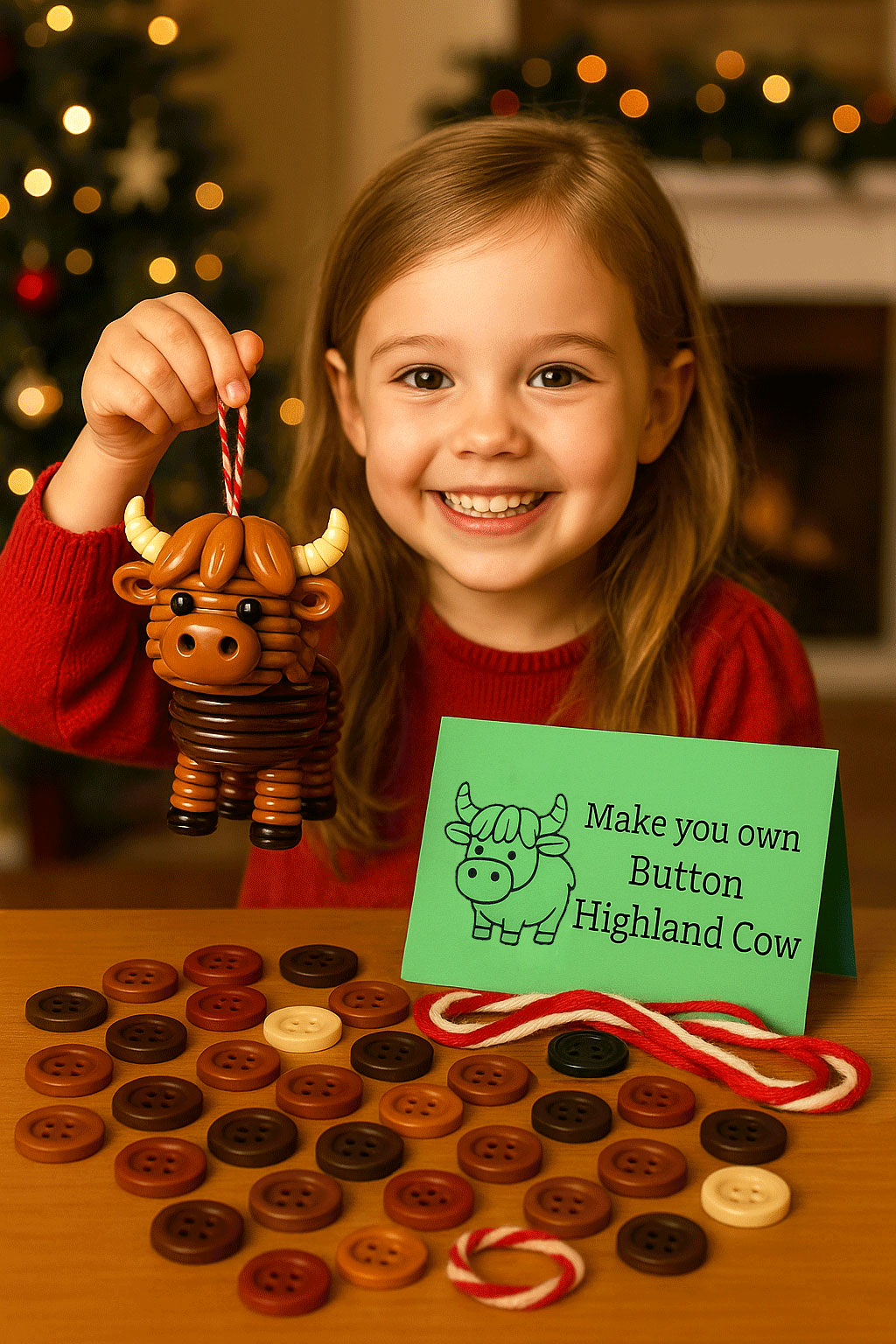Highland Cow Button Ornament