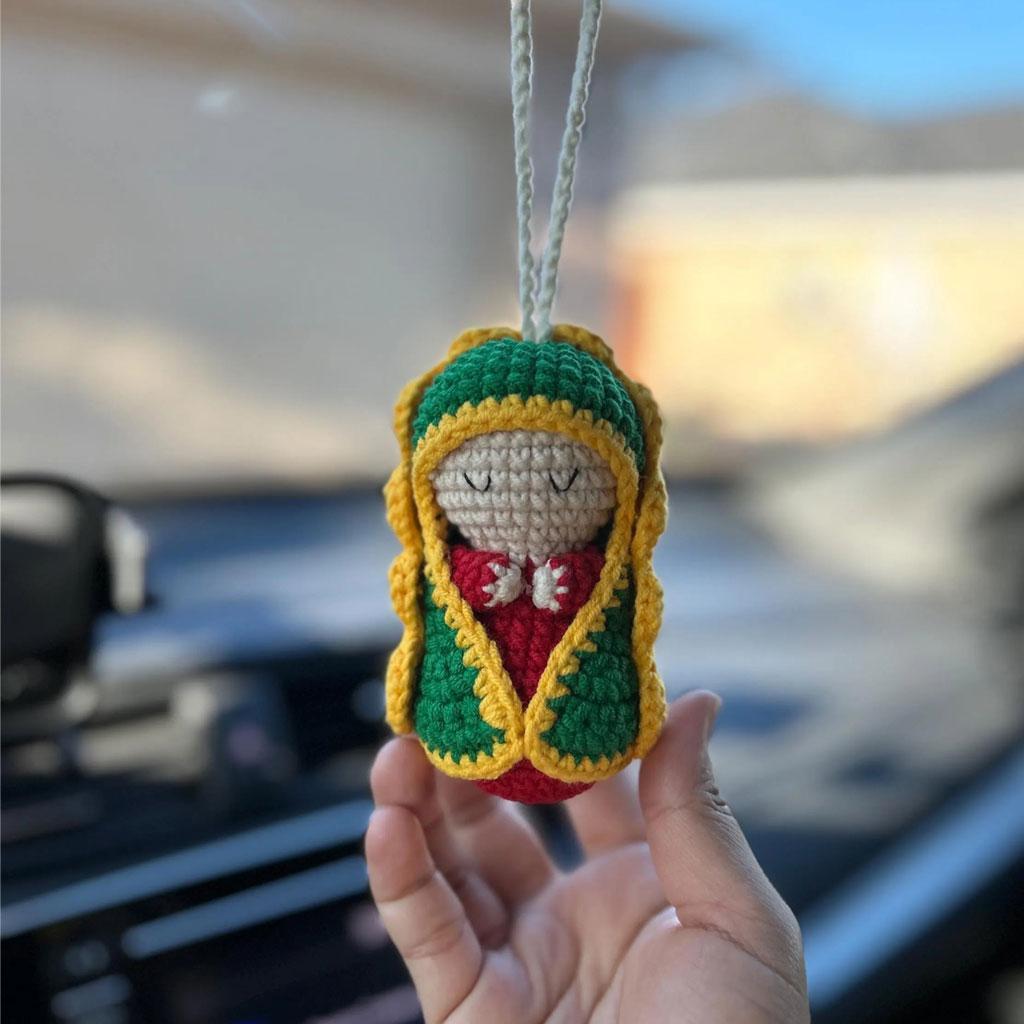Jesus RearView Mirror Accessory Crochet