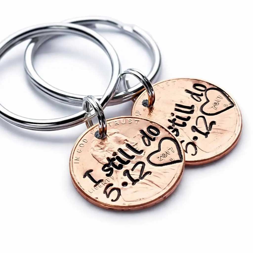 Personalized with "I still do" & Your Anniversary Date Penny Keychain