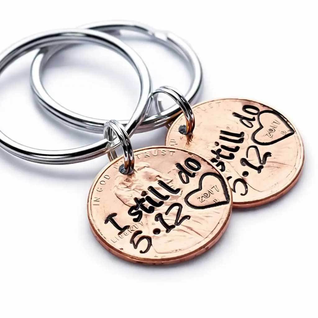 Personalized with "I still do" & Your Anniversary Date Penny Keychain