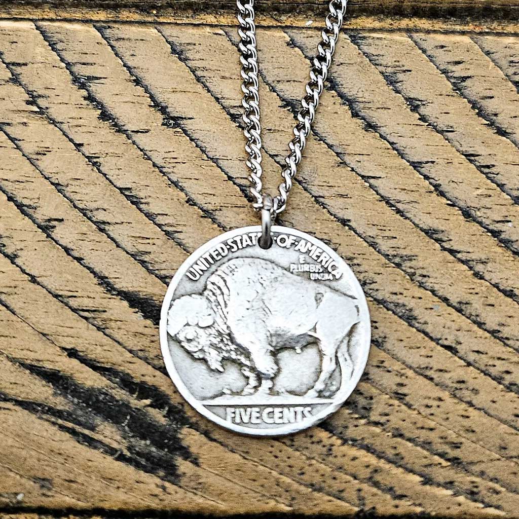 Authentic Buffalo Indian Nickel Necklace: Western Coin Pendant