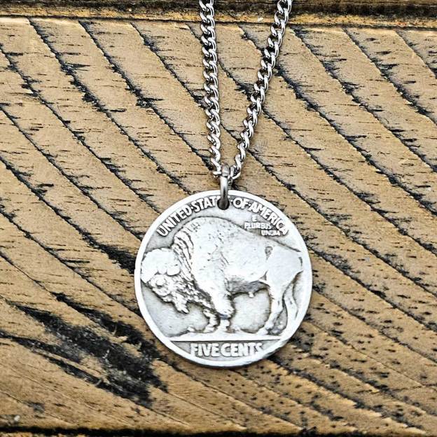 Authentic Buffalo Indian Nickel Necklace: Western Coin Pendant