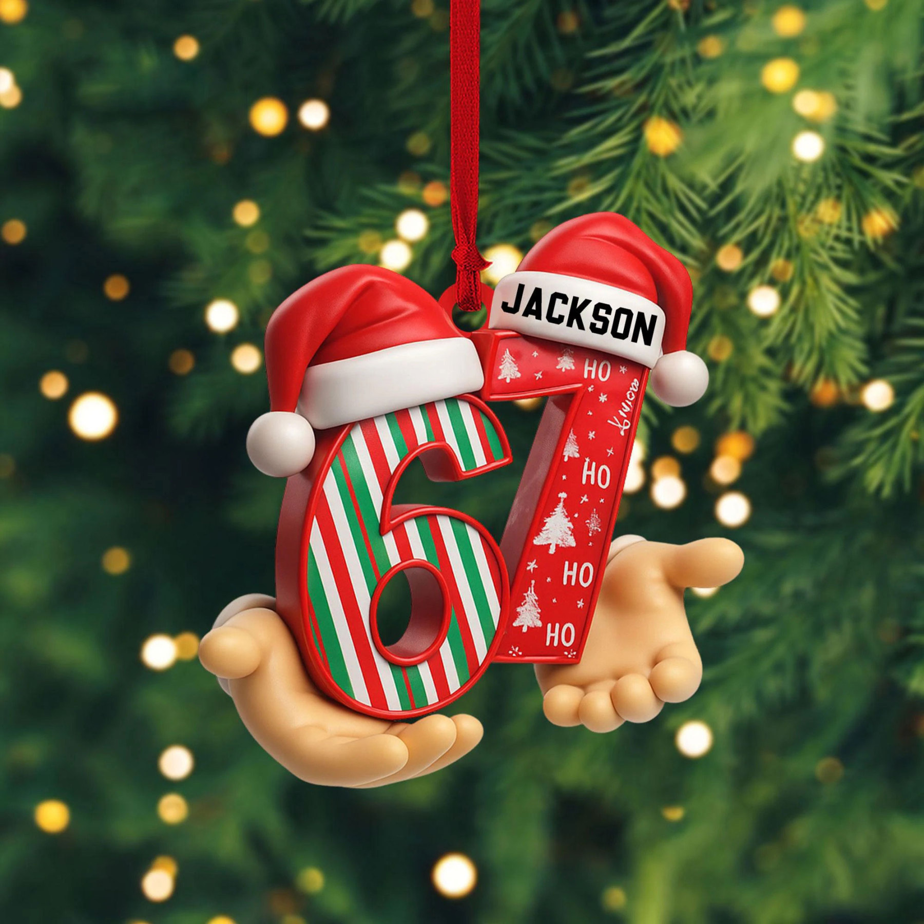 Personalized Six Seven 3D Ornament