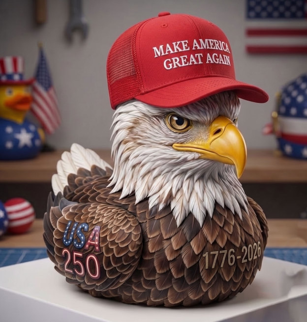 USA 250th Anniversary Bald Eagle Patriotic Duck Figurine
