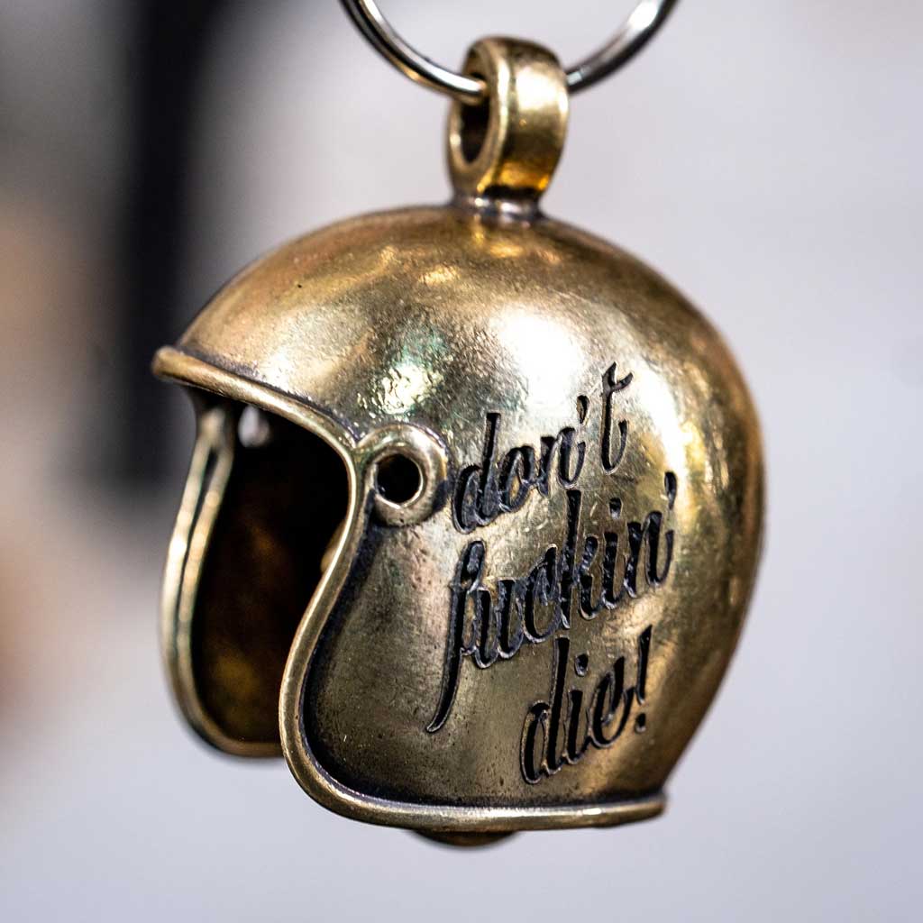 Don't Fuckin Die Brass Skull Motorcycle Guardian Gremlin Bell Chopper Harley and others - The Dirty Gringo