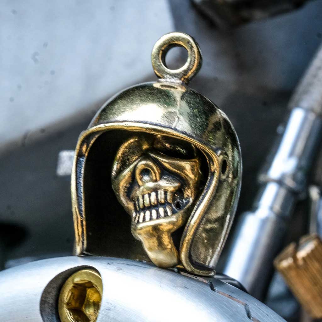 Don't Fuckin Die Brass Skull Motorcycle Guardian Gremlin Bell Chopper Harley and others - The Dirty Gringo